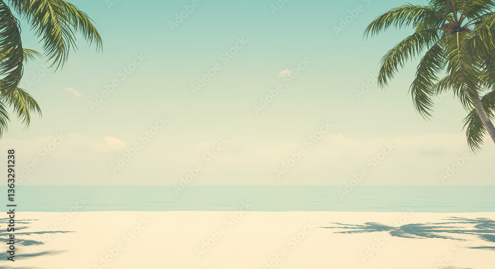 Obraz premium Tropical Beach Background: Palm Trees, Ocean, Summer