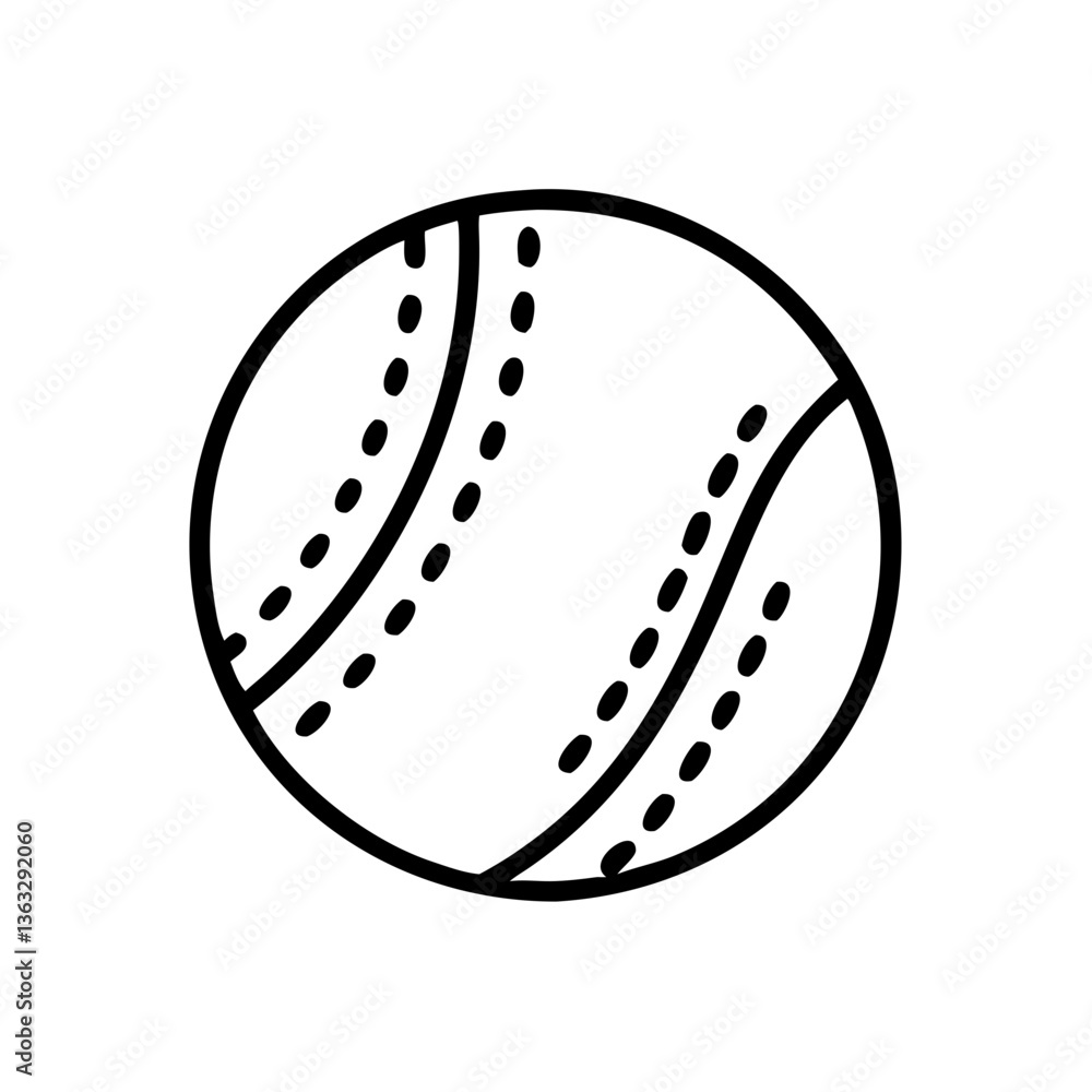 Iconic cricket ball illustration in simple line art style Iconic cricket ball illustration in simple line art style