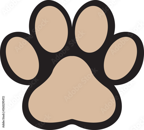 Paw footprint icon. Paw print symbol isolated on transparent background. Dog and cat paw vector sign. Wild animal footprint icon, Sketch Design, Editable stroke.
