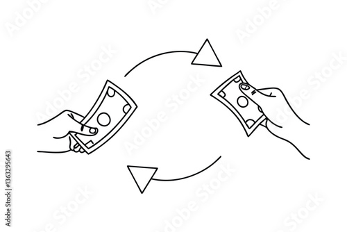 Money Exchange Transaction Hands Transferring Cash Currency Bills