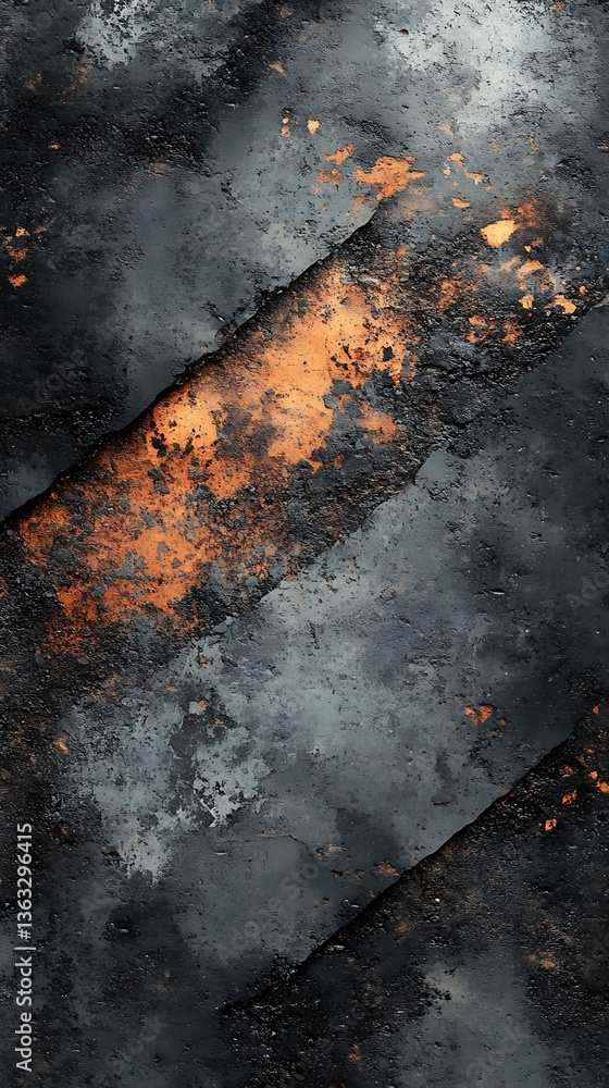 Abstract metal texture, scorched, urban