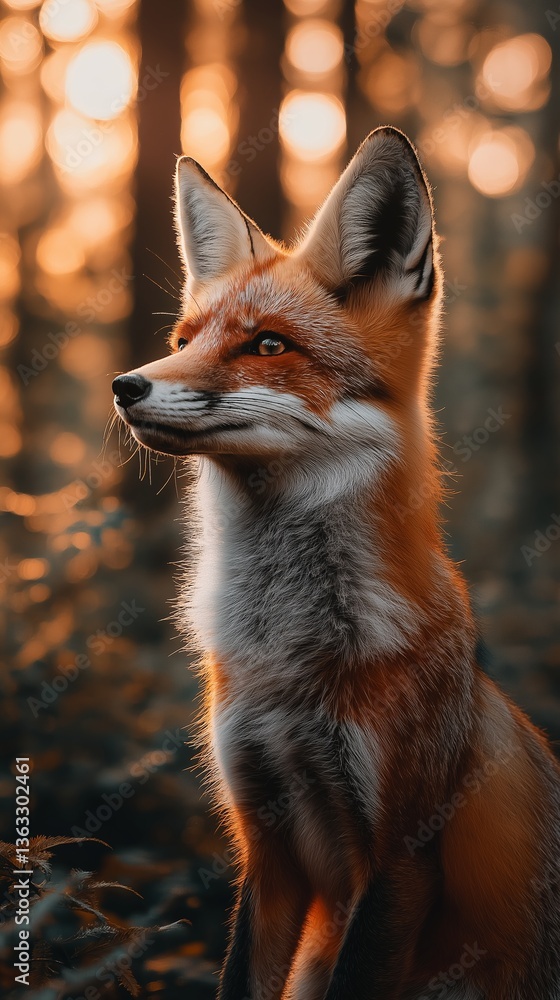 Obraz premium Majestic Red Fox in the Enchanted Forest Mobile Background