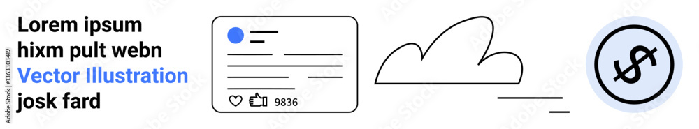 Simplified social media post layout, a cloud icon, and dollar sign in circle highlighting collaboration, networking, technology, information sharing, entrepreneurship, digital economy, simple landing Simplified social media post layout, a cloud icon, and dollar sign in circle highlighting collaboration, networking, technology, information sharing, entrepreneurship, digital economy, simple landing