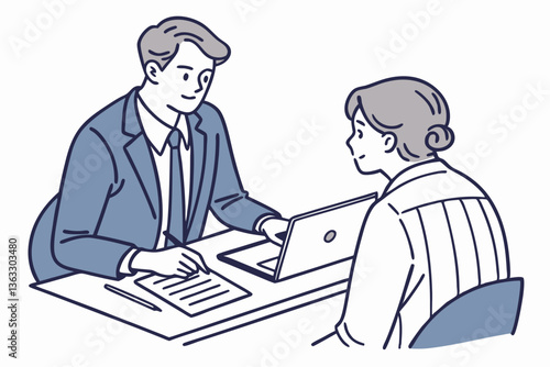 Vector professional business consultant giving financial advice to a client for investment strategy