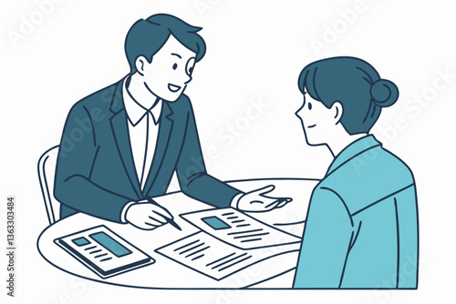 Vector professional business consultant giving financial advice to a client for investment strategy