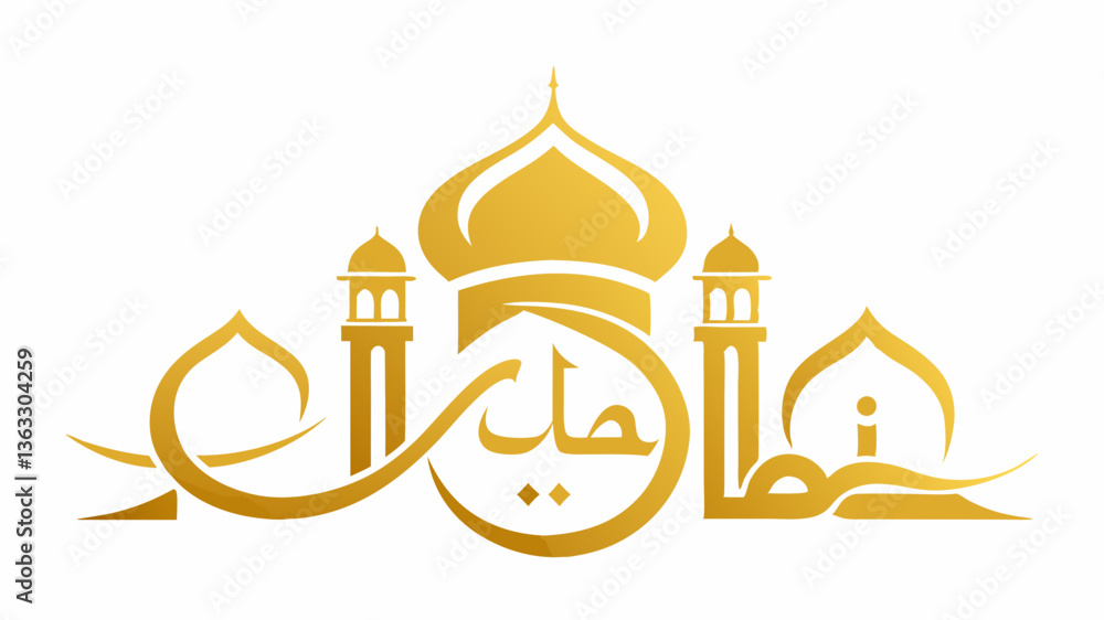 Eid greeting card vector template with elegant golden theme for Islamic celebrations Eid greeting card vector template with elegant golden theme for Islamic celebrations