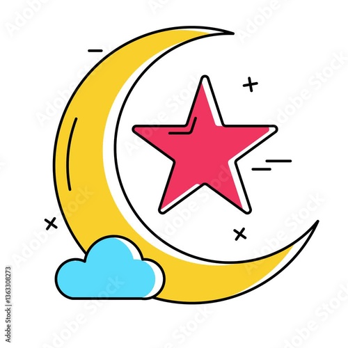 moon star dynamic lottle animation of a al fitr al adha asset animation Ideal for motion graphics