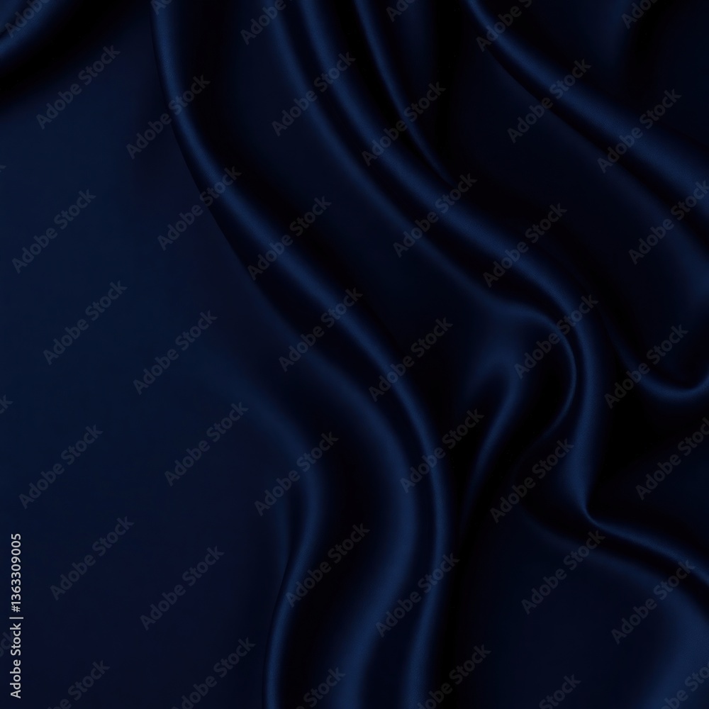 Obraz premium Black blue abstract background. Dark blue silk satin texture background. Shiny fabric with wavy soft pleats. Dark blue elegant background with copy space for your design. Liquid wave effect.