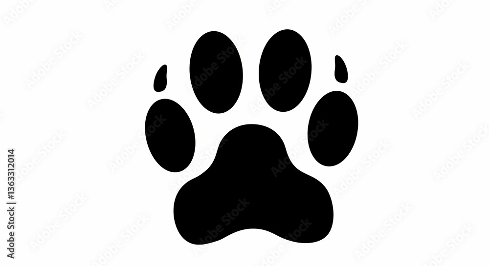 Paw Print: Black & White Animal Track Image Paw Print: Black & White Animal Track Image