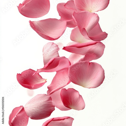 Wallpaper Mural Delicate pink rose petals gently falling against a pristine white background creating a soft romantic mood for floral design Torontodigital.ca