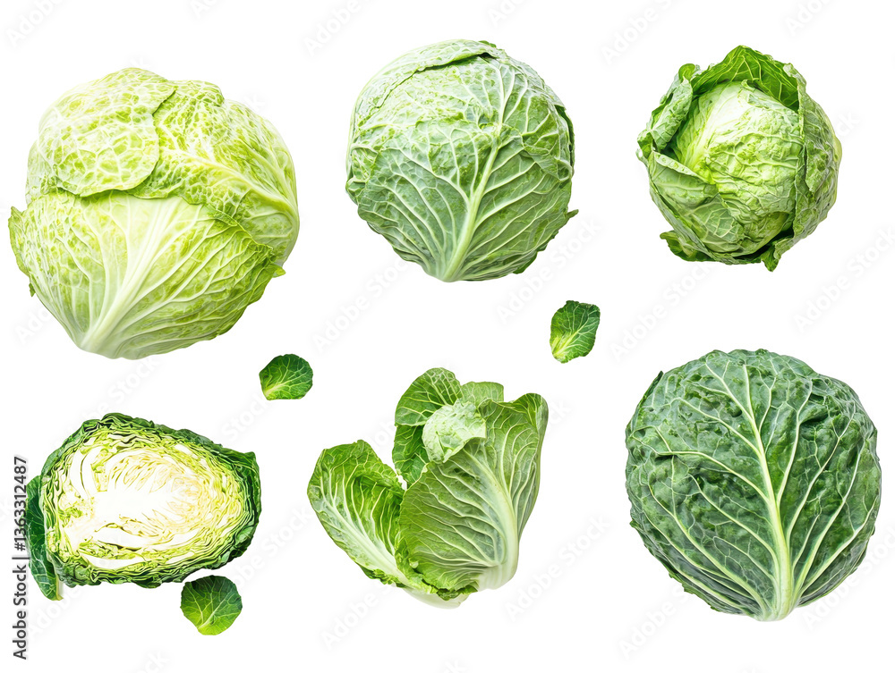 Isolated Savoy Cabbage Arrangement Isolated Savoy Cabbage Arrangement