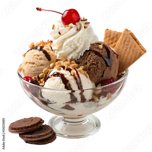 Classic Chocolate & Vanilla Ice Cream Sundae Delight