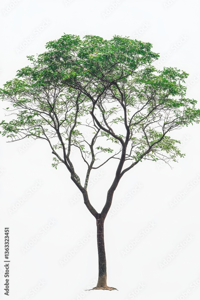 Solitary tree with vibrant green foliage against a clean white backdrop creating a serene and minimalist nature scene showcasing botanical beauty Solitary tree with vibrant green foliage against a clean white backdrop creating a serene and minimalist nature scene showcasing botanical beauty