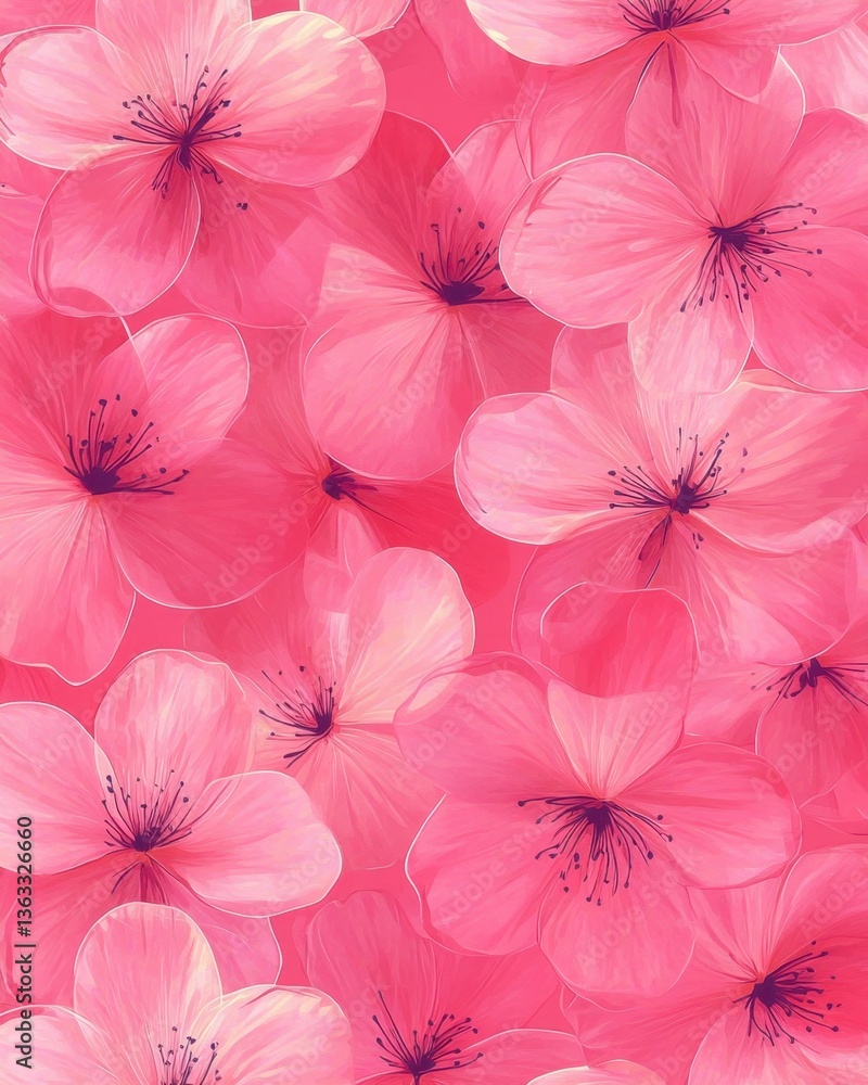Obraz premium Delicate Pink Floral Abundance Soft Petal Harmony Dreamy Blossom Canvas Gentle Springtime Bloom Serenity Romantic Flora Design Pastel Hues Artistic Expression Feminine Charm