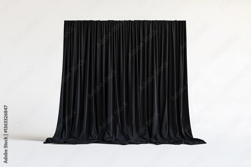 a black curtain with a white background cutout and isolated on transparent background