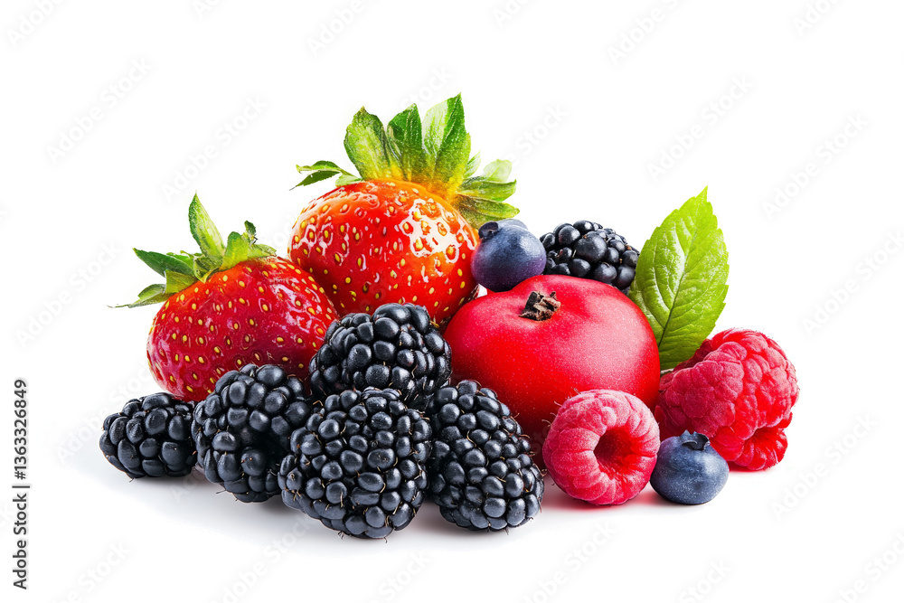 a pile of fruit and berries on a white background cutout and isolated on transparent background a pile of fruit and berries on a white background cutout and isolated on transparent background