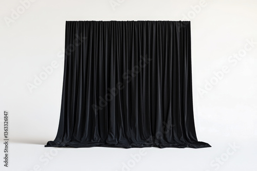 a black curtain with a white background cutout and isolated on transparent background 