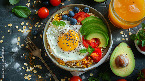 Wallpaper Mural bowl with lentils, egg, avoado Torontodigital.ca