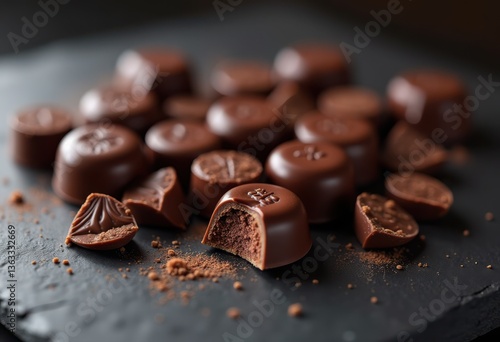 Wallpaper Mural luxurious dark chocolate pieces over elegant slate backdrop gourmet indulgence rich texture delicious visual experience, dessert, treat, textured, bite Torontodigital.ca