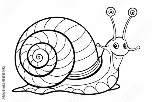 coloring page line art the snail black vector