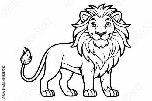 coloring page line art the king lion black vector