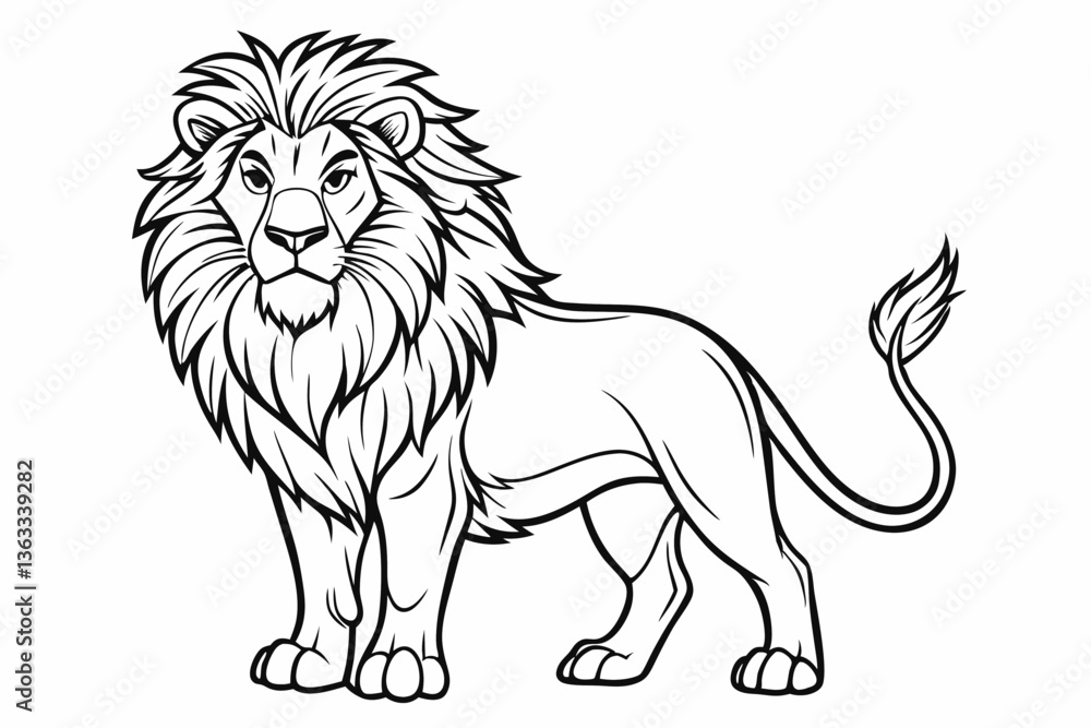 Obraz premium coloring page line art the king lion black vector