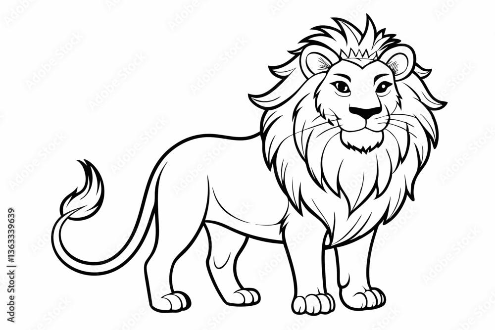 Obraz premium coloring page line art the king lion black vector