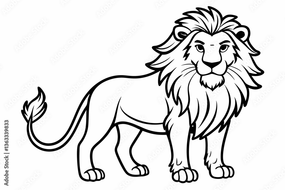 Fototapeta premium coloring page line art the king lion black vector