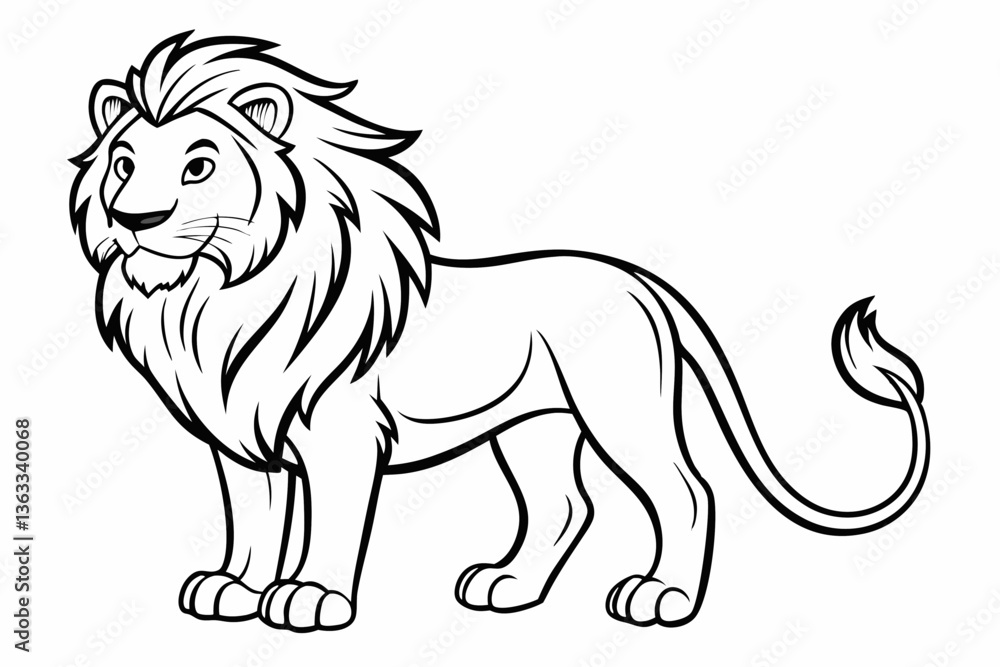 Fototapeta premium coloring page line art the king lion black vector