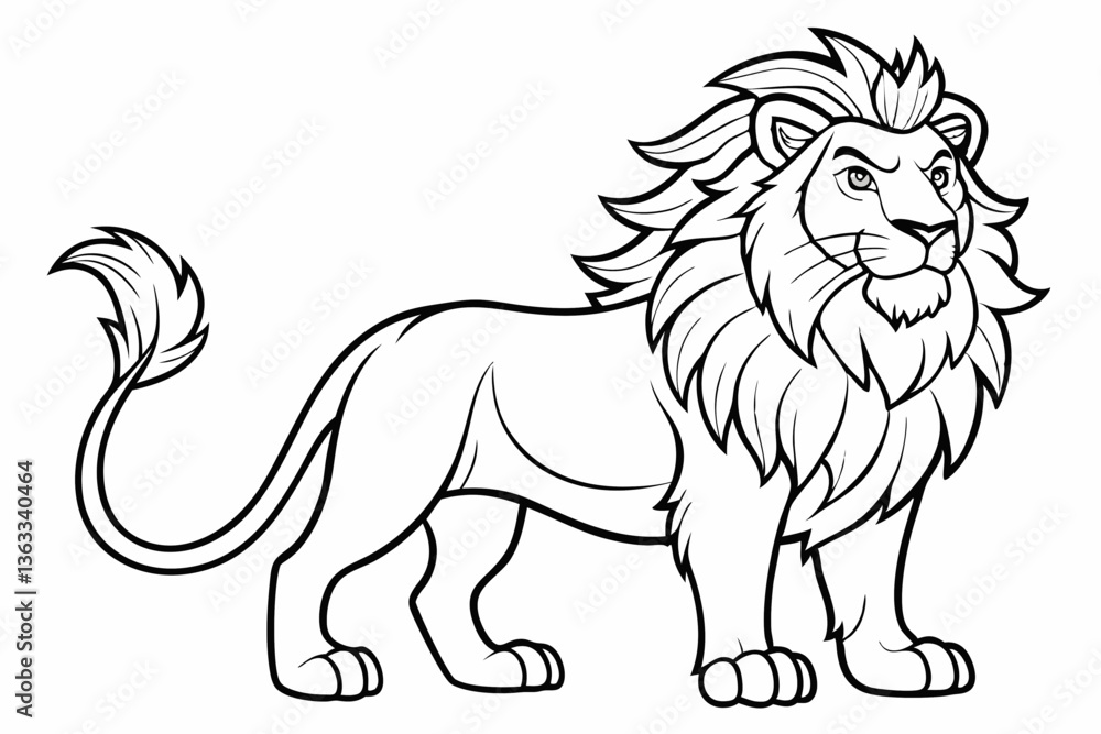 Obraz premium coloring page line art the king lion black vector