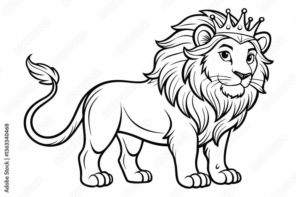 Obraz premium coloring page line art the king lion black vector