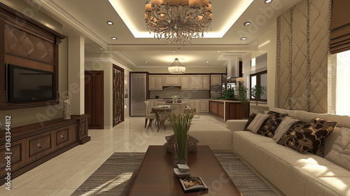  Interior of a living room in Contemporary style.