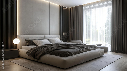 Bedroom interior in Minimalism style 