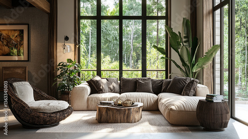 Living room interior in Eco style
