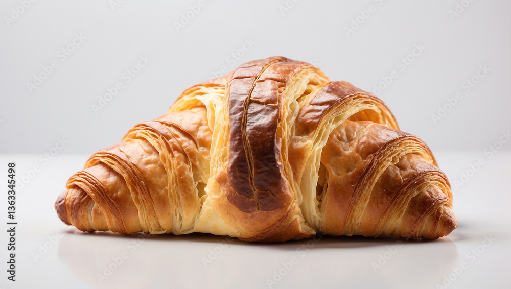 Fresh Croissant Isolated on a White Background - A Delicious Pastry for Breakfast Fresh Croissant Isolated on a White Background - A Delicious Pastry for Breakfast