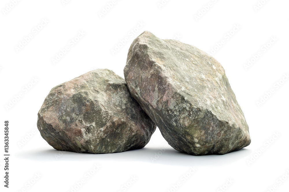 two large rocks on a white background cutout and isolated on transparent background two large rocks on a white background cutout and isolated on transparent background