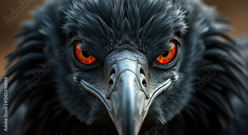 Color portrait of a black eagle, with a intriguing look