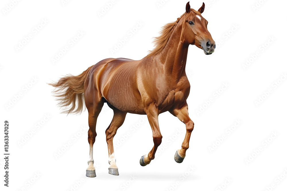 Obraz premium a horse running on a white background cutout and isolated on transparent background