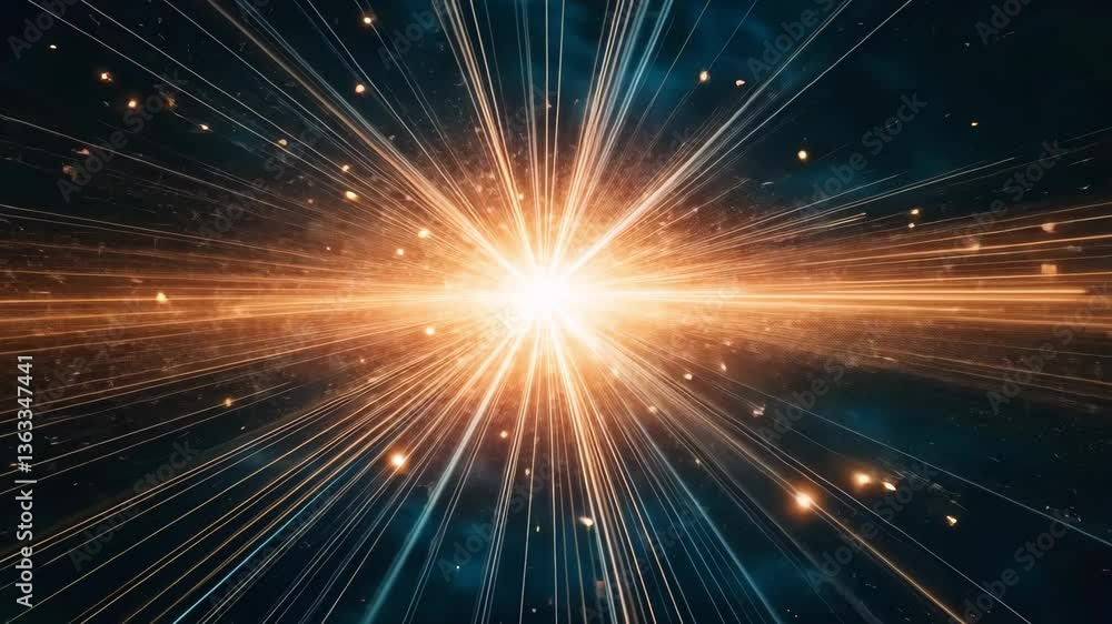 Bright Cosmic Explosion with Stars and Light Beams in Dark Space Bright Cosmic Explosion with Stars and Light Beams in Dark Space