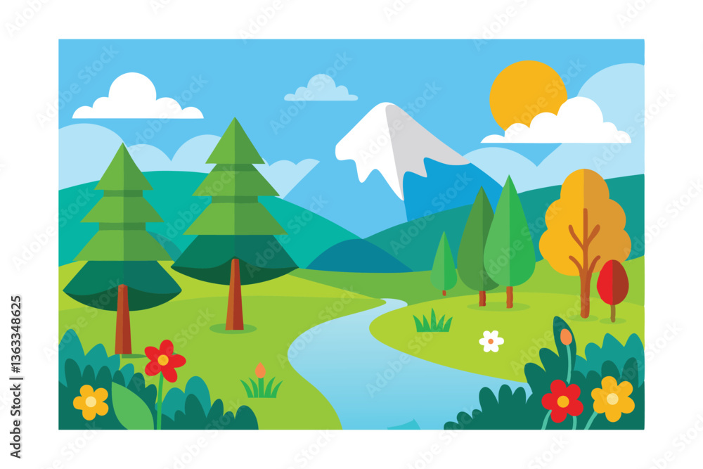 Fototapeta premium landscape with mountains and trees