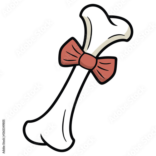 Cartoon Bone with Bowtie, Cute Pet Accessory, Isolated on Transparent Background
