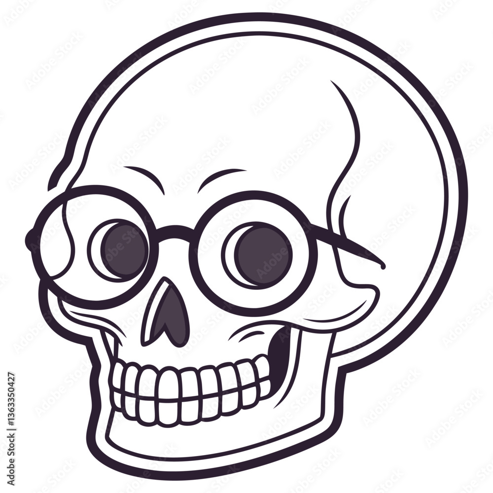 Outlined Skull with Glasses, Eyeglasses and Transparent Background Design Element Outlined Skull with Glasses, Eyeglasses and Transparent Background Design Element