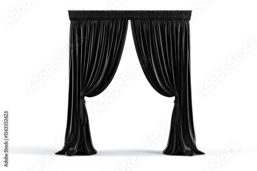 Obraz na płótnie black velvet curtains cutout and isolated on transparent background w salonie