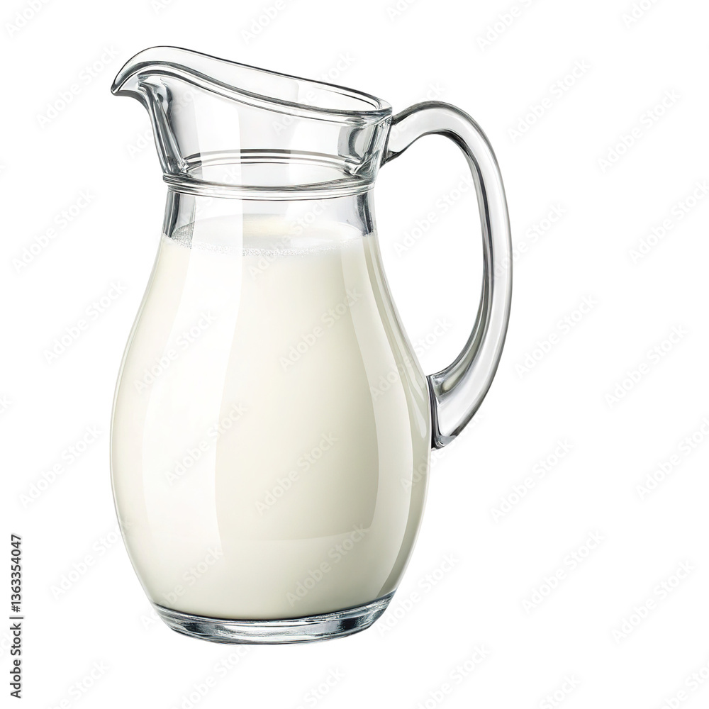 A pitcher filled with milk transparent background A pitcher filled with milk transparent background