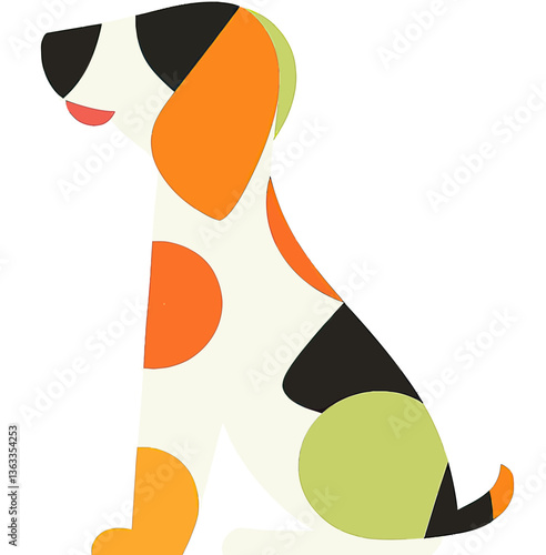 A Beagle breed dog depicted in an artistic illustration, standing upright on its hind legs
