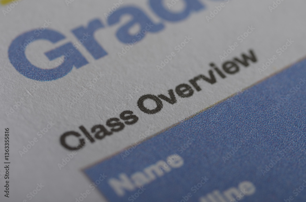 Class Overview Document with Student Information Form in Close-Up View Class Overview Document with Student Information Form in Close-Up View