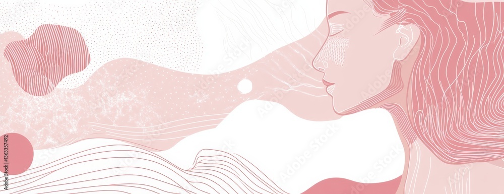 Fototapeta premium abstract female figure with soft curves on a pink and white background