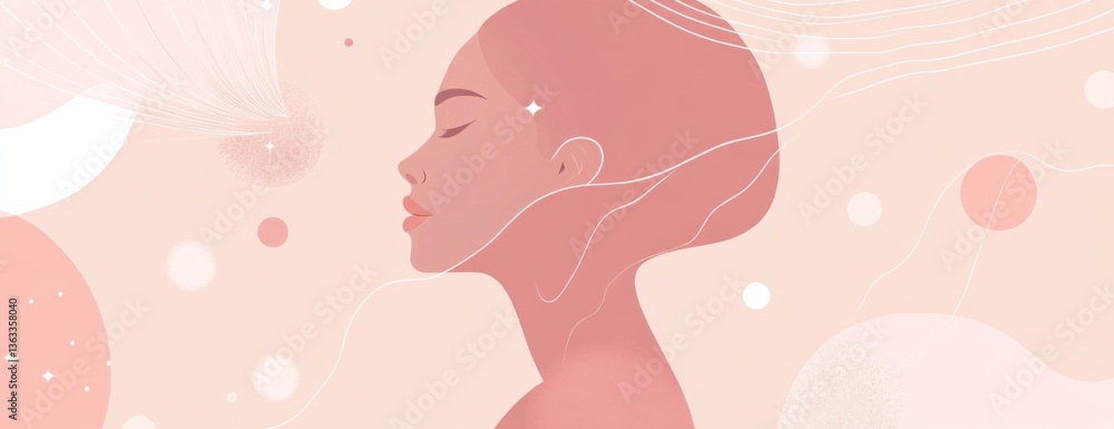abstract female figure with soft curves on a pink and white background abstract female figure with soft curves on a pink and white background