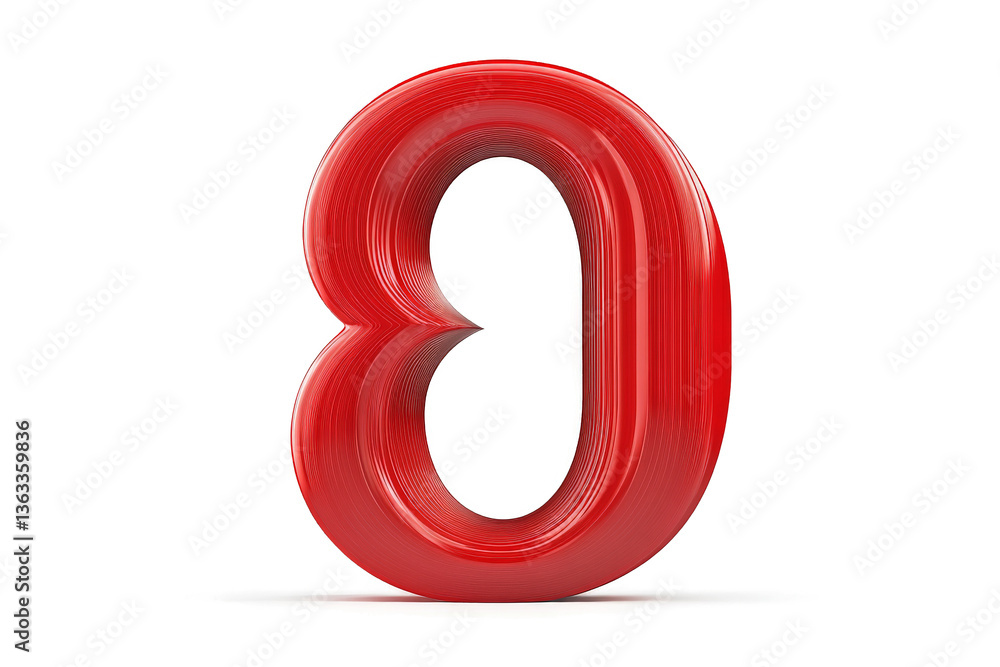 a red 3d number 8 on a white background cutout and isolated on transparent background a red 3d number 8 on a white background cutout and isolated on transparent background