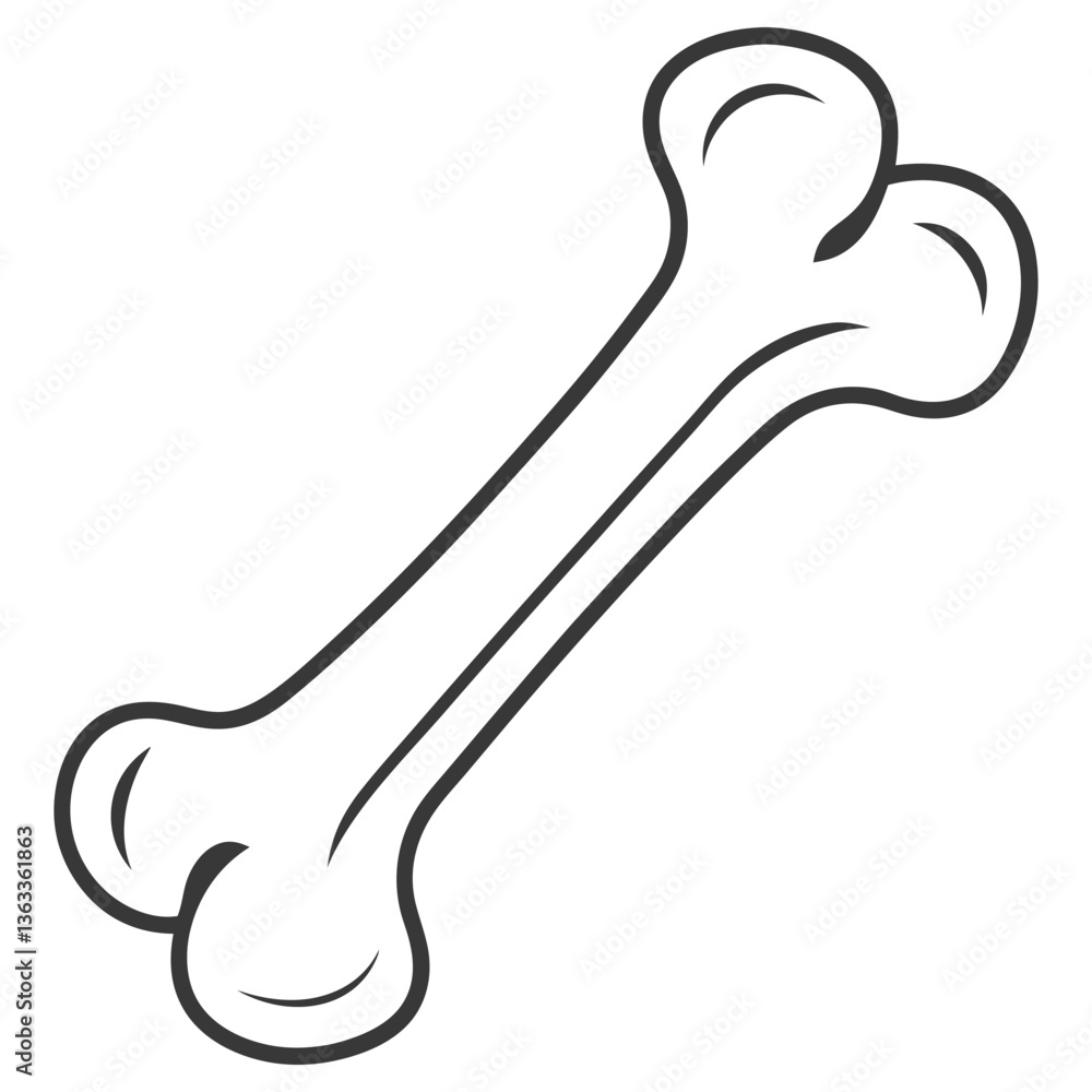 Fototapeta premium Dog Bone Cartoon Outline with Transparent Background